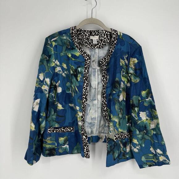 Chico's Jackets & Blazers - Chico's jacket 3 XL noelle II mixed print cotton floral animal print office work